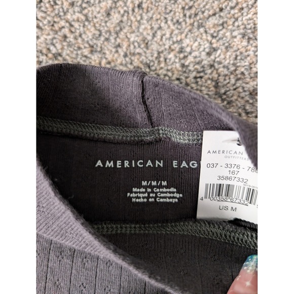American Eagle Outfitters Gray Ribbed Crop Top - Picture 2 of 7